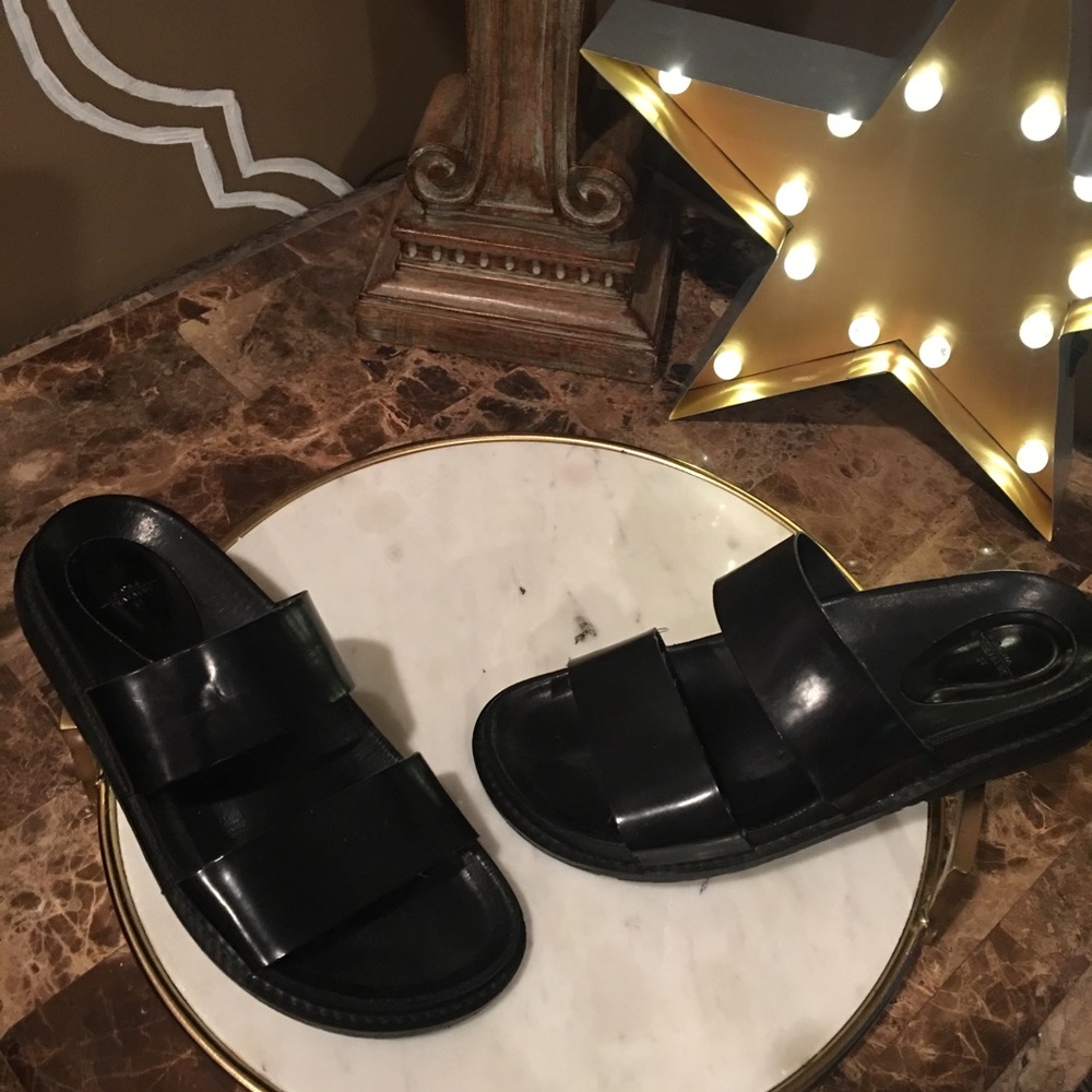Zara Woman Black Slide Sandals Size 37 Rare